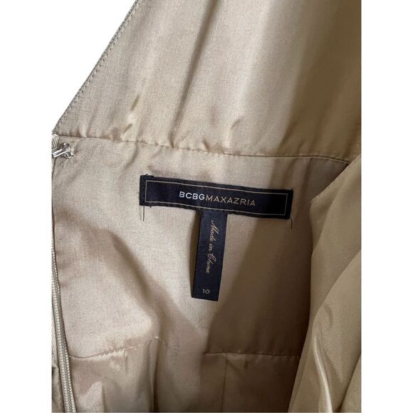 BCBG MaxAzria Y2K gold Sequin Patch Gathered Bubble Hem size 10 - Picture 7 of 9